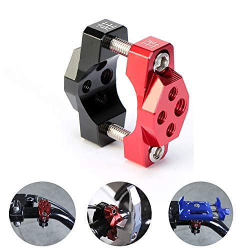 MOTOBA Universal Motorcycle Handlebar Clamp, Adjustable Stem Mirror Extender Adapter Aluminum Offroad Light Holder for Harley, Sportbike, Scooter
