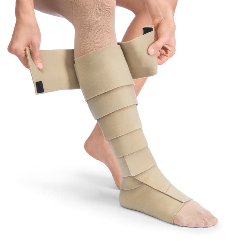 JOBST FarrowWrap Basic Gradient Compression Wraps 30-40 mmHg - Adjustable - For Managing Swelling from Lymphedema and Chronic Venous Disease - Legpiece, Tan, Small Tall
