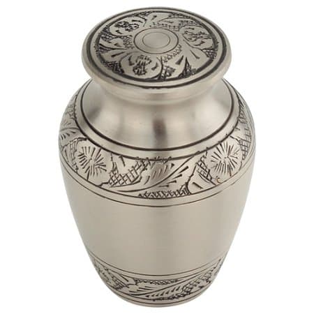 Coronet Pewter Keepsake Cremation Urn for Ashes, Brass, Gray Silver Urn, Keepsake Sized Cremation Urn, 2.75 Inches High