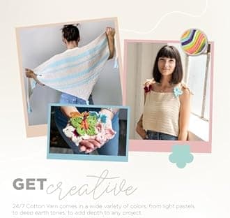 Lion Brand Yarn Lightweight 24/7 Cotton Yarn for Knitting, Crocheting, and Crafts, Beechnut, 3 Pack