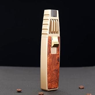 JOBON Solar Beam Torch, Adjustable Flame Butane Refillable Culinary Cooking Lighter for Baking Creme Brûlée Kitchen BBQ Camping - No Gas Included (Gold with Red)