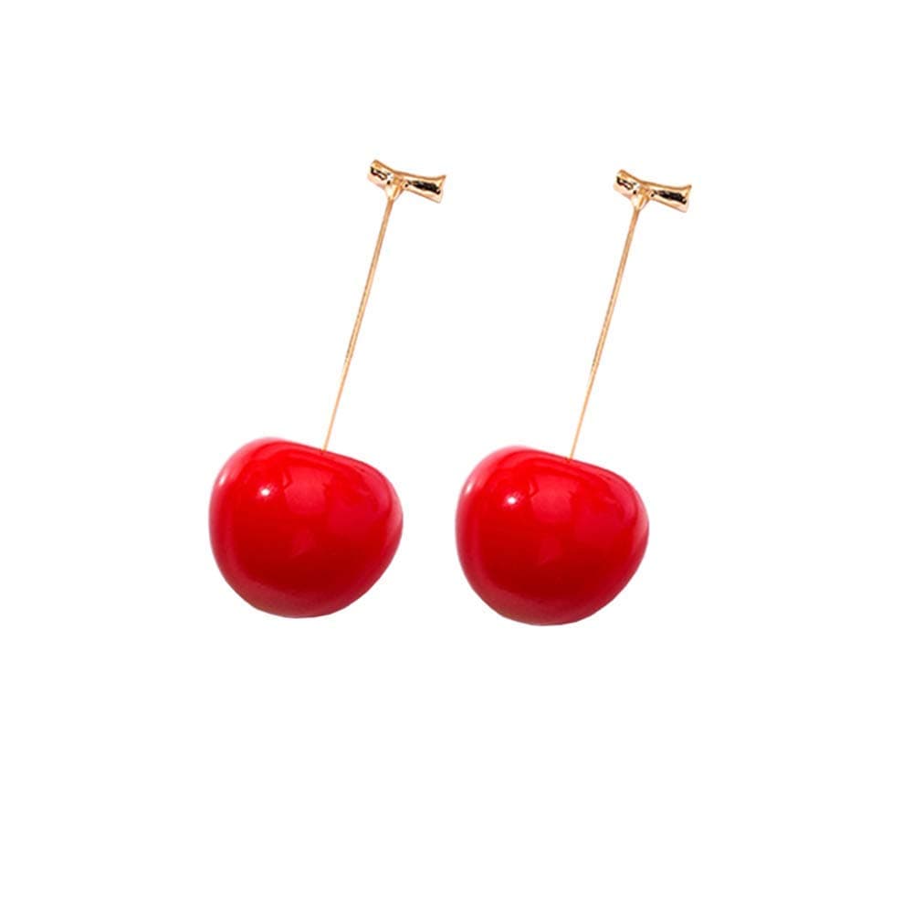 3D Red Cherry Drop Earrings Cute Fruit Gold Dangle Earrings Charm Jewelry Gift Earrings for Women