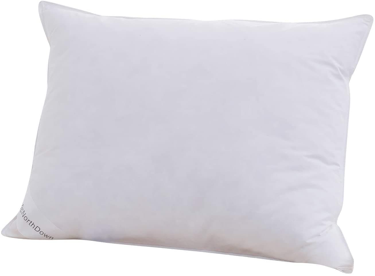 Goose Down Feather Pillows Hotel Collection Bed Pillow for Sleeping,100% Cotton Fabric, Good for Side and Back Stomach Sleeper Standard Size (1 Pack, White)