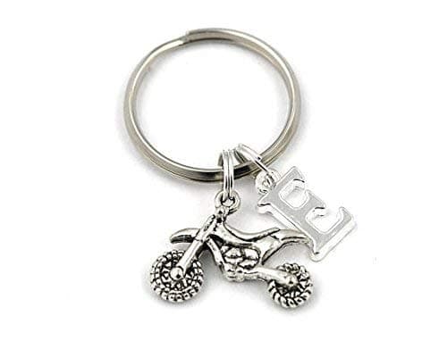 SILVER KNIGHT Motorbike Key Ring, Personalized Scrambler Keyring, Initial Keychain,Biker Riders Speedway Gift Bag