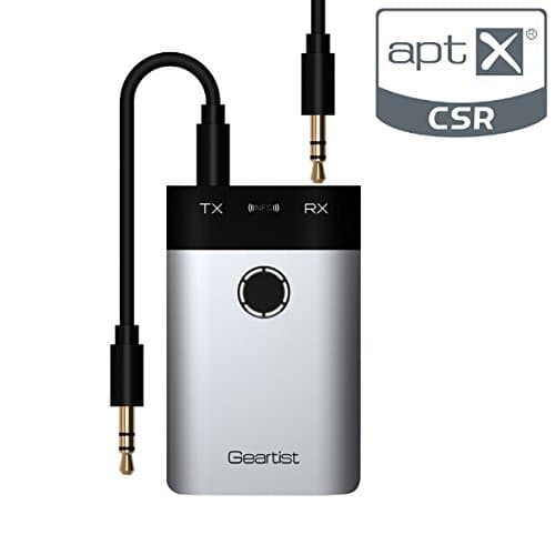 Riida 4 in 1 Double Holes Switchable CSR Bluetooth 4.1 Receiver and Transmitter Audio Hi-Fi Transceiver With High Quality CSR APT-X Decoding Music Solution , Support NFC Pair Way,Hard And Durable ABS Cover, Packed With 3.5mm Stereo Socket to 2 x RCA/Phono Plugs For PC ,Smart TV ,iPhone , iPod , iPad ,MP4 ,MP3,CD Player, Smart Phone And Any Other 3.5mm Output Music Device (Sliver