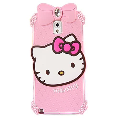 Galaxy Note3 Case,Galaxy Note3 Silicone Case,Hello Kitty Case,Tribe-Tiger Cute Cartoon Crystal Diamond Hello Kitty Soft Silicone Case Cover Compatible With Samsung Galaxy Note 3 N900(Pink)