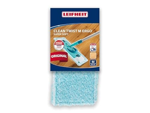 Leifheit Replacement Clean Twist M Ergo Super Soft Mop, Replacement Mop Head, Wood Floor Cleaning Cover for Absorbent Floor Mop, 33 cm wide