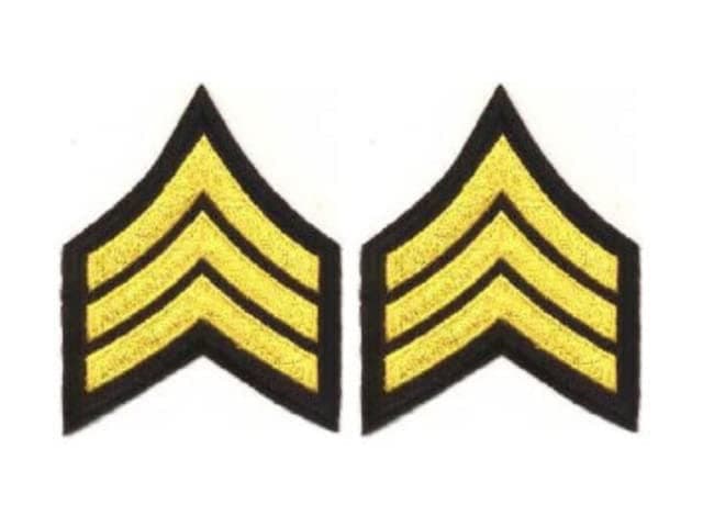 Uniform Chevrons - LASD/CDCR - Medium Gold on Black - 3-inch wide - Sergeant - Pair