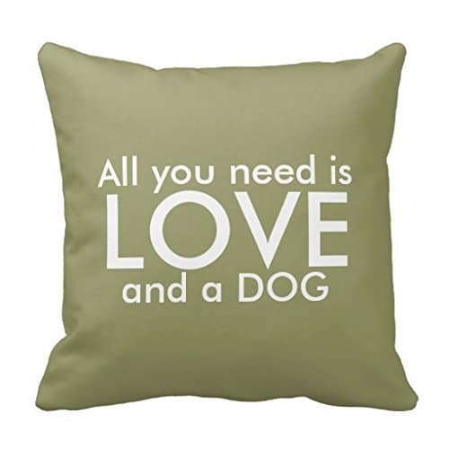Home Decorative Custom Square Throw Pillow Cover Cushion Case with All You Need is Love and a Dog Pillowcase