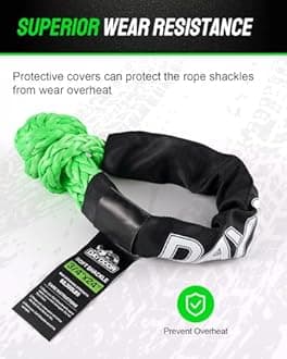 DAYDOOR Synthetic Soft Shackle & Winch Recovery Ring Kit, 2 PCS 3/4'' x 24'' Recovery Soft Shackle(68,300Lbs Breaking Strength), 1 PCS Snatch Recovery Ring for ATV UTV Off-Road Vehicles(Black Ring)