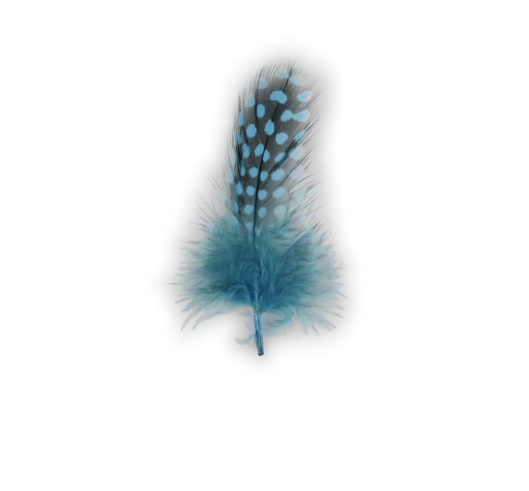 E+N Deko Vertriebs GmbH Easter Carnival Nest with Feathers Turquoise Blue Black with Dots Pack of 100 Height x Width Approx. 12 x 2.5 cm Natural Material Dyed