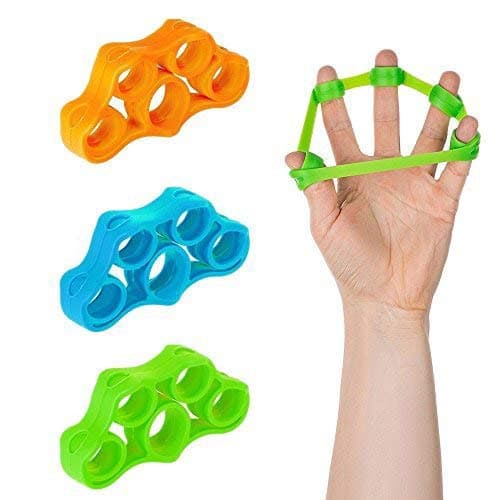 Finger Stretcher Hand Resistance Bands with E-BOOK -Hand Extensor Exerciser Finger Grip Strengthener Strength Trainer Gripper set for Arthritis Carpal Tunnel Rehabilitation Grip Strength Guitar 3pcs