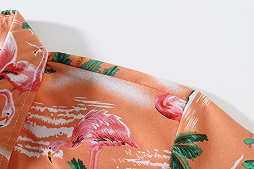 SSLR Pack Hawaiian Shirt for Men Flamingo Short Sleeve Casual Button Down Shirts Summer Beach Shirt