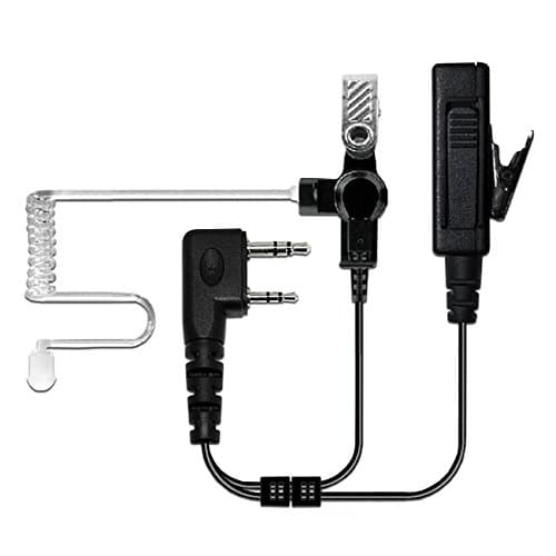 MaximalPowerSurveillance kit with Kevlar Enforcement in The Cable for 2 Way Radio Kenwood TK380, TK3160 Hand Free Earphone, 2 pin Plug, Black