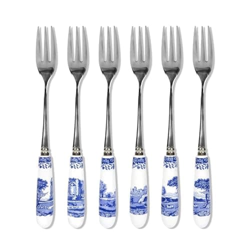 青いイタリアの6×洋菓子フォーク15センチメートル