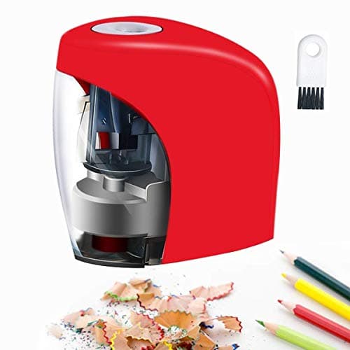 Baseman Electric Pencil Sharpener, Battery AC and USB Powered Pencils Sharpener for NO.2 and Colored Pencil Kids Adults Stationery Automatic Heavy Duty Fast Sacapuntas for Office, Classroom, Home Red