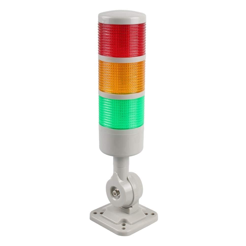 Luban Stack Lights, Industrial Signal Tower with Rotatable Base, Steady/Flashing Light Switchable, 12V/24V DC (3-Layer, No Buzzer)