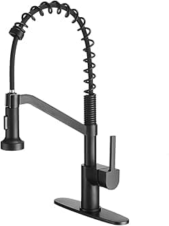 OWOFANBlack Kitchen Faucets with Pull Down Sprayer Industrial Single Handle One Hole Or 3 Hole Faucet for Farmhouse Camper Laundry Utility Rv Wet Bar Sinks