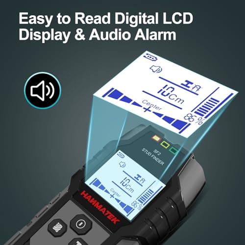 HANMATEK Stud Finder Wall Sensor Stud Checker Wall Void Sensor Depth Distance Display Five-in-One Upgrade Wood Precision Mode Dual-Head Bolt Search Tool, Metal Center Edge, Dual-Head Bolt and AC Wire