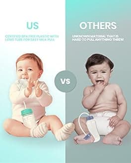 TidyFriend Anti-Colic Baby Bottle for Breastfeeding Babies 8oz, Baby Bottle with Straw for Convenient Feeding (Green)