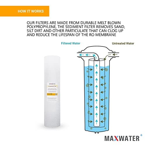 Max Water 10 Micron 20 x 4.5 Sediment Filter 20 inch Whole House BB Water Filteration System Replacement Compatible Cartridge DGD-5005-20, FP25B, AP810-6, FPMB5-20, P5-20, 155358-43, SDC-45-2005