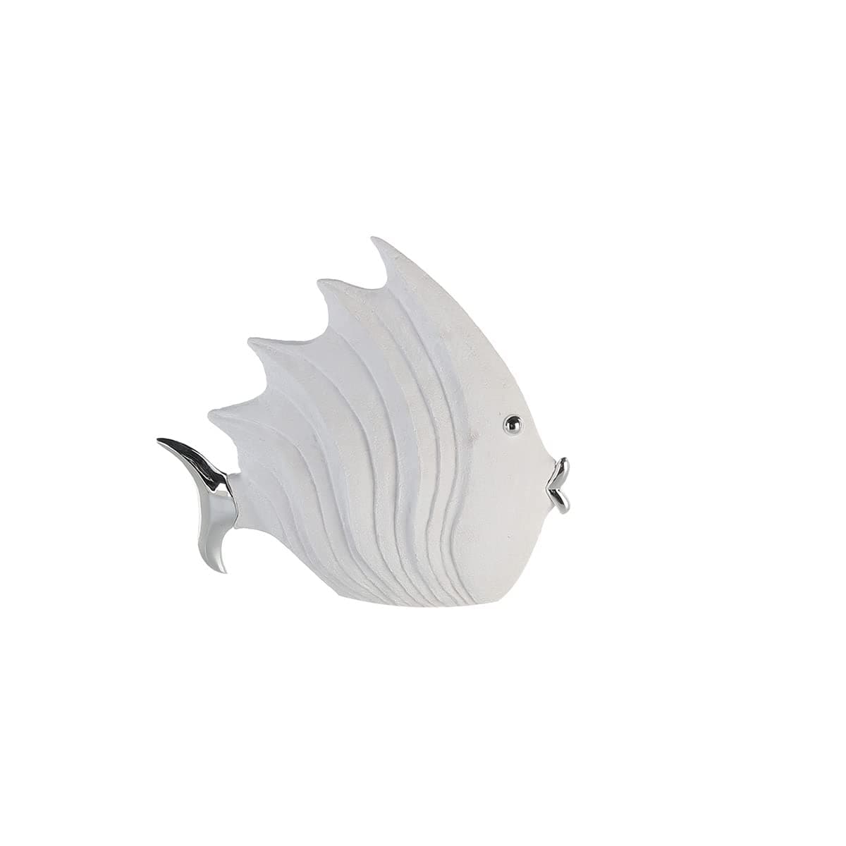 Casablanca modernes Design Decorative Fish in Stone Look, 29 x 26 cm, White/Silver