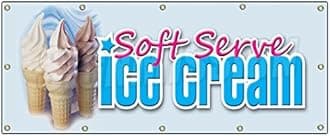 48"x120" Soft Serve ICE Cream Banner Sign Shop Parlor Signs Cones Sundae