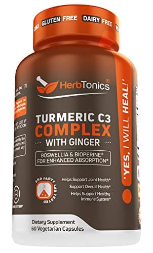 Turmeric Curcumin C3 Complex Supplement with Ginger Root, Boswellia and Bioperine (Black Pepper) for Enhanced Absorption 60 Vegetarian Capsules Non-GMO for Men and Women