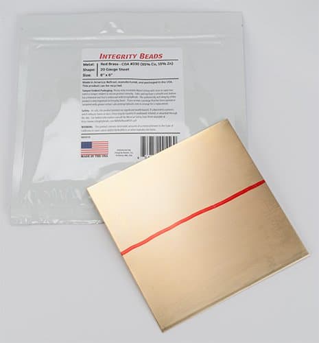 Red Brass 20 Gauge Sheet - 6" x 6"