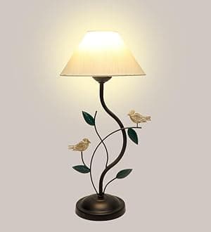 tu casa Metal Table Lamps with Off-White Shade for Home Décor, Bedrooms, Livi...