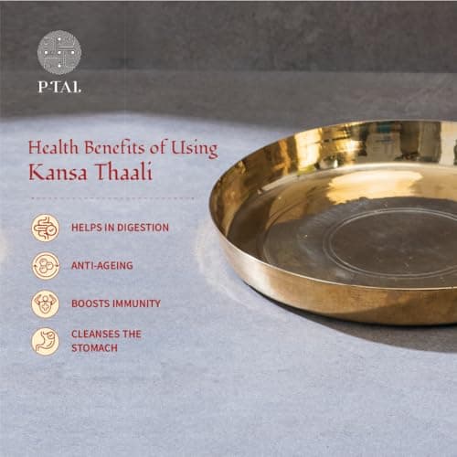 Brass Thali 11" Pooja Thali/Serving Tableware 100% Pure Brass Plate Dinner Thali Set of 1