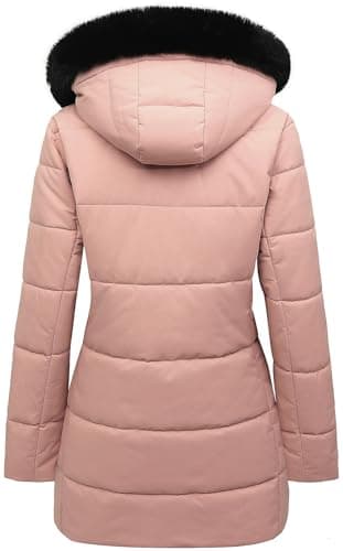 MOERDENG Women's Winter Puffer Coat Thicken Fleece Lined Down Jacket Waterproof Faux Fur Detachable Hooded Parka