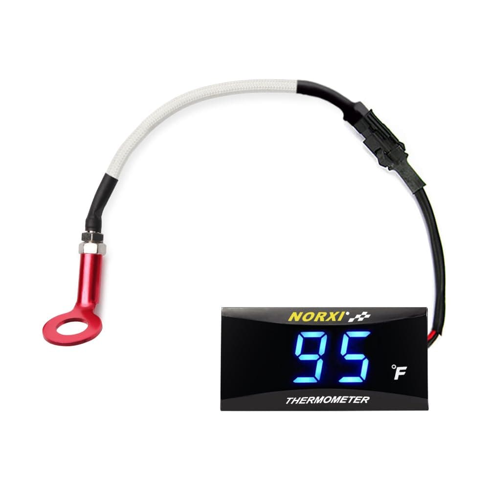 Cylinder Head Temperature Meter Engine Temperature Gauge with 10mm 14mm Probe Sensor Adapter (Blue,10mm)