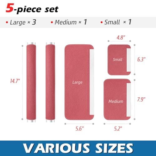 Refrigerator Door Handle Covers, 5 PCS, Adjustable Appliance Handle Covers, Keep Your Kitchen Clean, Microwave Oven Stove Dishwasher Handle Protector, Non Slip Fridge Handle Cover(Blush Red)