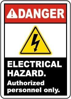 Danger Electrical Hazard. Authorized Personnel only.Water Proof PVC Sticker