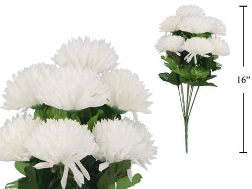 10 Stems Deluxe Chrysanthemum, Artificial Flower (White)
