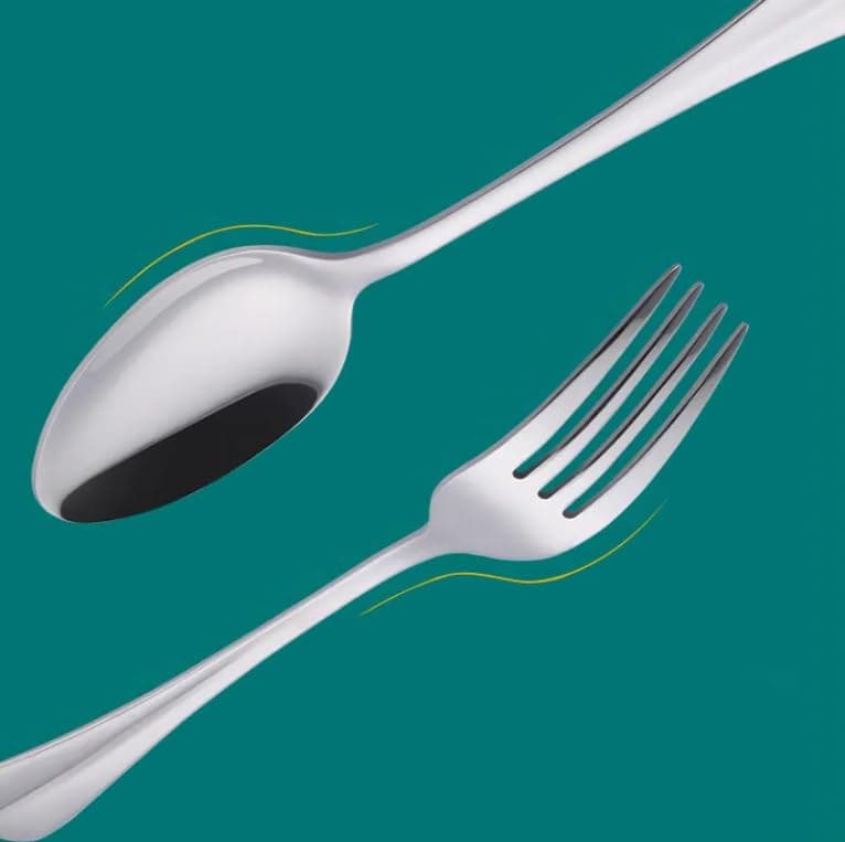 Silver Spoon Set Premium Stainless Steel Flatware Set Mirror Polished Cutlery Utensil Set Durable Home Kitchen Eating Tableware Set,Include Fork Knife Spoon Set (Silver Spoon 24)