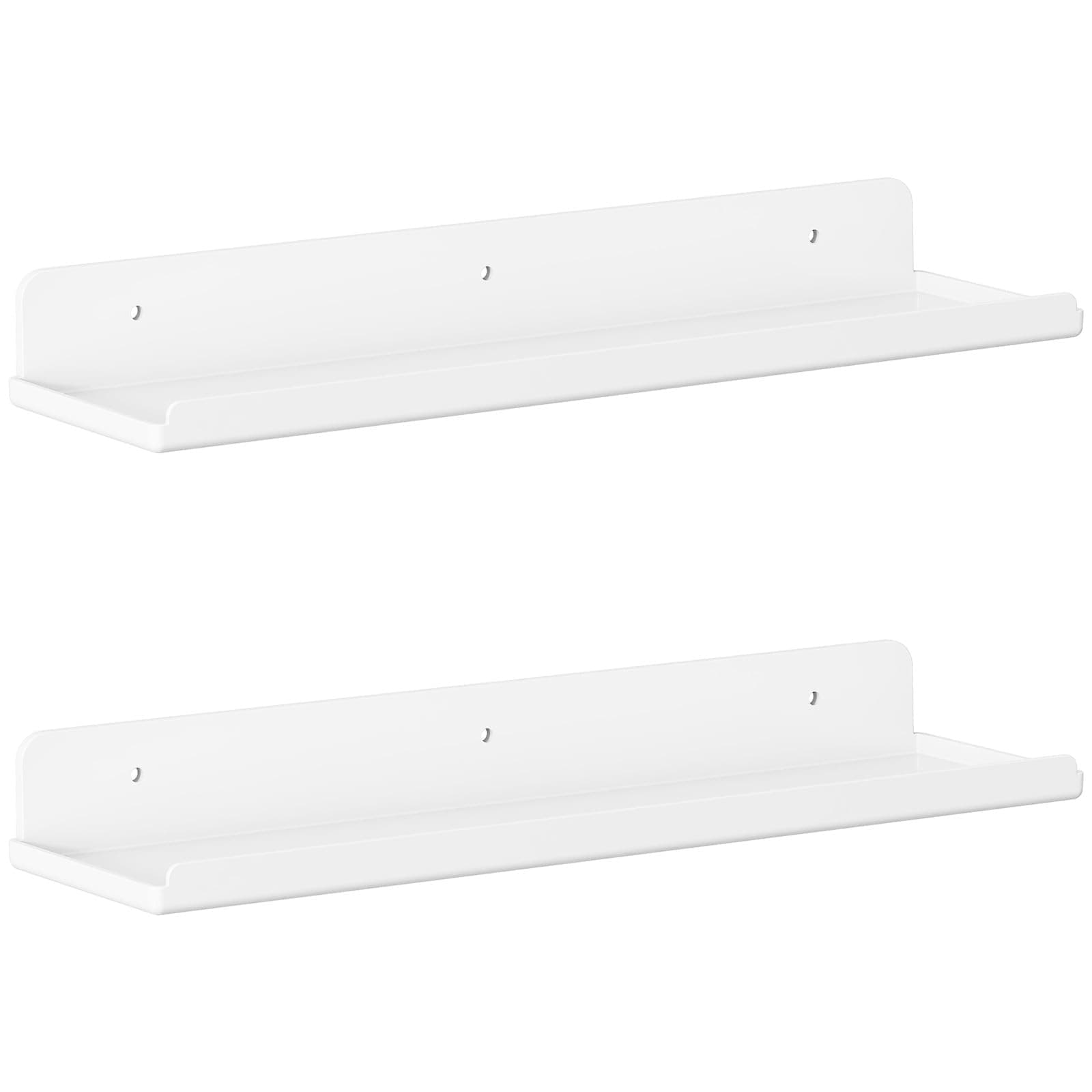 Lifewit Floating Shelves for Wall, 2 Pack White Plastic Shelf 38.1cm Room Decor for Bookcase/Vinyl Record Display/Photo/Picture in Bedroom, Bathroom, Kitchen Storage and Organization 38 x 9 cm/15x4