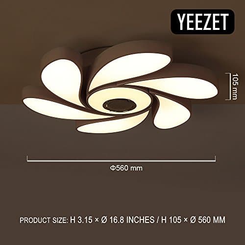YEEZET Ceiling Lights LED 72W Dimmable with Modern Music Bluetooth Speaker with Smartphone APP Control RGB Color Changing for Living Room Bedroom Dining Room Children's Room A+++