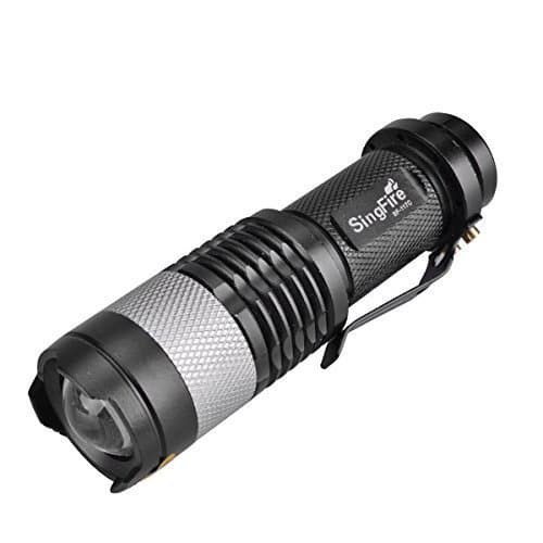SingFire SF-117C Cree XR-E Q5 180lm 3-Mode Zooming LED Flashlight - Black + Silver (1x AA / 14500)