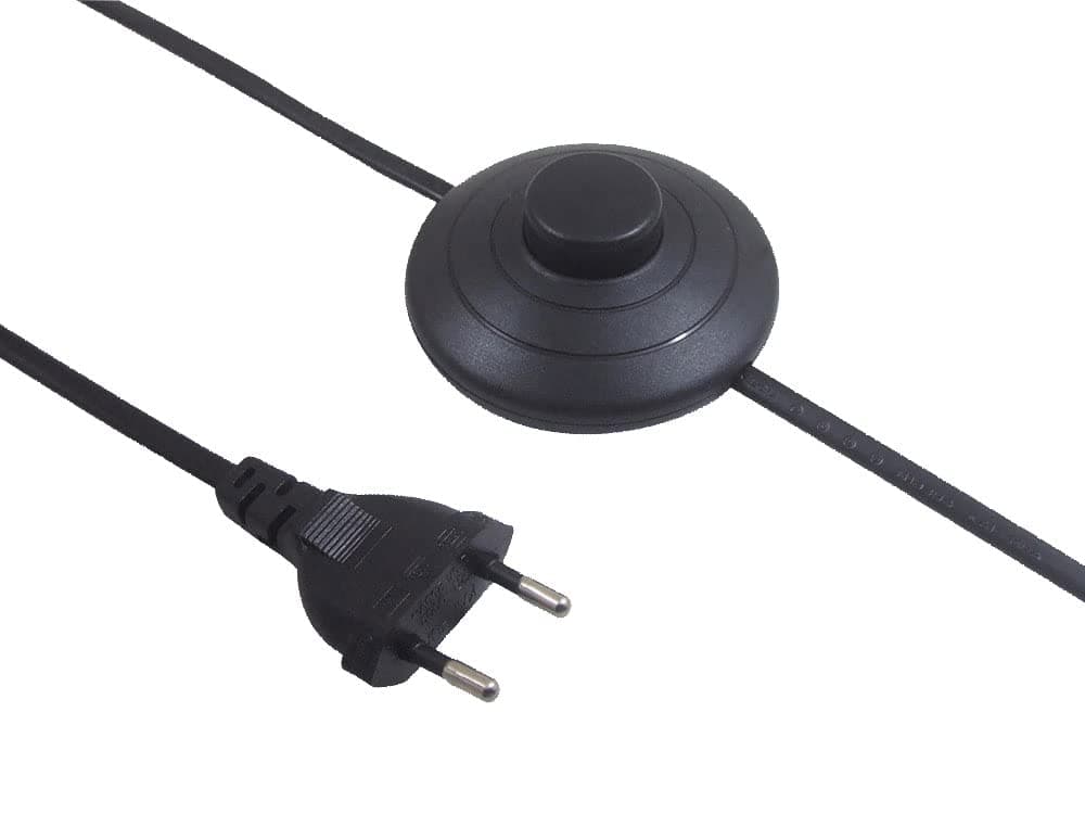 Black Foot Pedal Push Switch Round Button Inline Lamp Light On-Off Control Footswitch with 1.8m Cable and Wire Plug