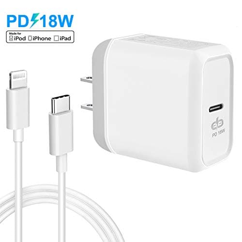 USB C Fast Charger for iPhone, 18W PD Wall Charging Adapter Plug with 6.6ft MFi Certified Type C to Lightning Cable for iPhone 11/11 Pro/Pro Max/X/XS/XR/XS Max/8/8+,iPad Mini 5/Air 3