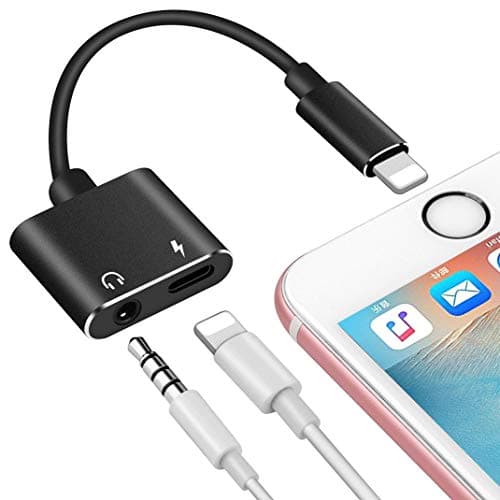 Headphone Adapter for iPhone 7 Splitter Dongle for iPhone X/XS/XS MAX/XR/ 8/8 Plus/ 7/7Plus 3.5mm Jack Charger Headphone Adapter 2 in 1 Splitter Aux Cable & Audio Convertor Support All iOS Systems