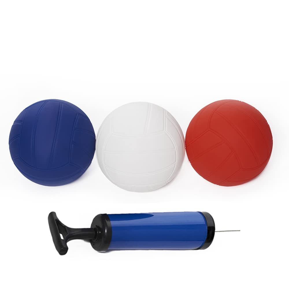 Roundnet Game Ball Replaceable Competitive Balls Mini Volleyball 3-Pack (Red,White,Blue) with Pump