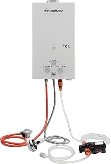 Gas Water Heater 10L Instant Gas Water Heater with 12V Water Pump Propane Portable Camping Shower for Outdoor Camping RV Trip Horse Washing