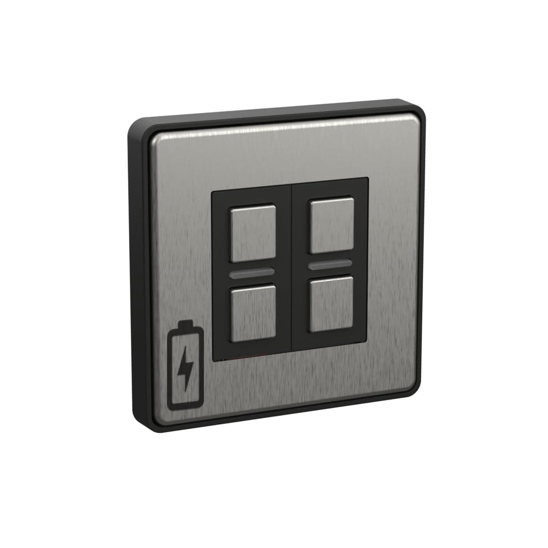 Wire-Free Scene Selector (4 Button) Stainless Steel - Battery Powered, Multi-Press Built-In