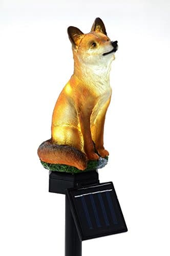 Solar powered red fox light with ground stake 14859