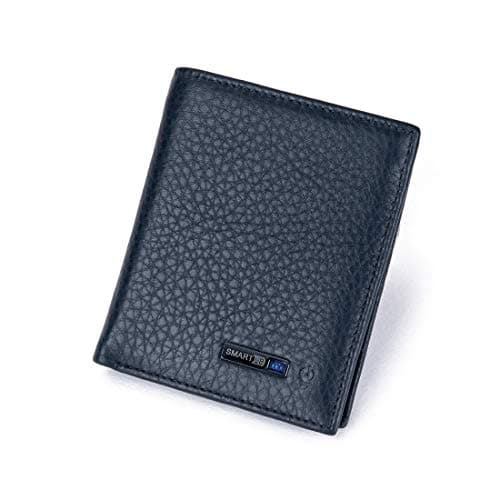 Slim Minimalist Bluetooth Tracker Finder with GPS Smart Wallet for Men&Women,Dual Folded Genuine Leather RFID Blocking Wallet - Gifts for Men&Women Bifold Wallet