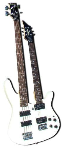 Bad Axx SDN-01 Double Neck 6 String Electric Guitar and 4 String Electric Bass, White