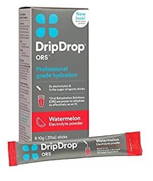DripDrop ORS Hydration Powder, Watermelon, 8 Powder Sticks Per Box (2 Pack)